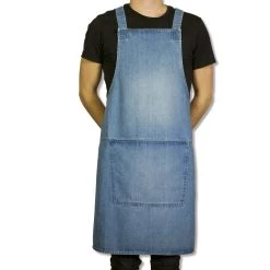 Cookware Dutchdeluxes Denim Suspender Grembiule In Blu -Negozio al dettaglio stagionatura dutch deluxes denim suspender apron blue male model