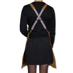 Dutchdeluxes Pentolame Olandesedeluxes In Pelle Suspender Grembiule In Cammello Vintage -Negozio al dettaglio stagionatura dutch deluxes suspender leather apron vintage caramel model back