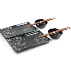 Kiji Stoneware & Ceramics Kiji Stoneware & Ceramica Kuro Hana Sushi Set Di Servizio -Negozio al dettaglio stagionatura kuro hana sushi swerving set cropped