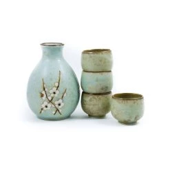 Kiji Stoneware & Ceramics Kiji Stoneware & Ceramica Sakura Blossom Sake Set Da Tavola -Negozio al dettaglio stagionatura sakura sake set smooth tower 2